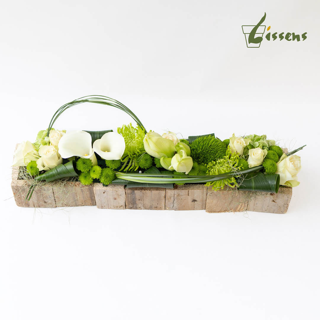 Bloemstuk 10 Witte houten amaryllisbak