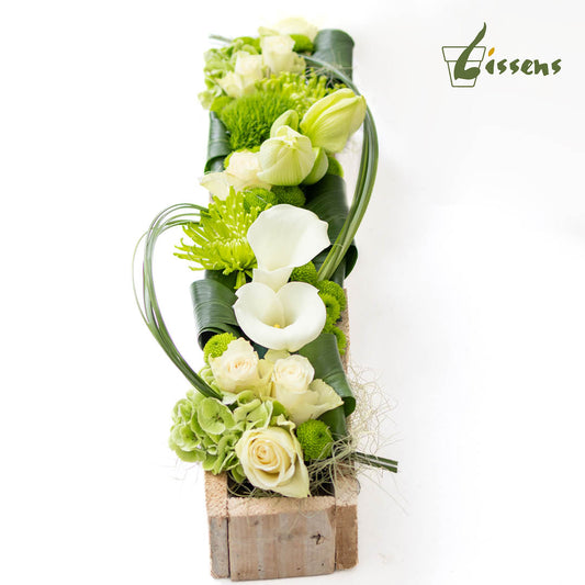 Bloemstuk 10 Witte houten amaryllisbak