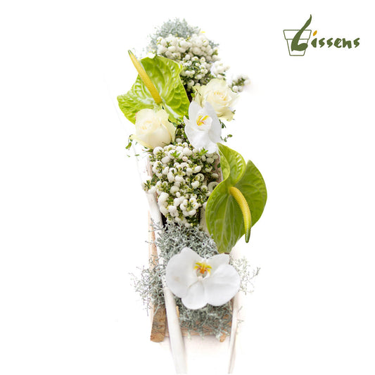 Bloemstuk 20 Witte lange plantenbloembak